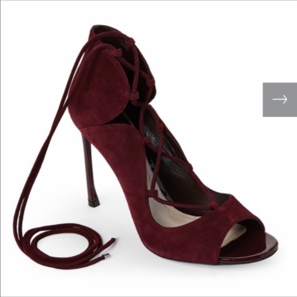 Christian Dior Bordeaux Petale Peep Toe Pumps